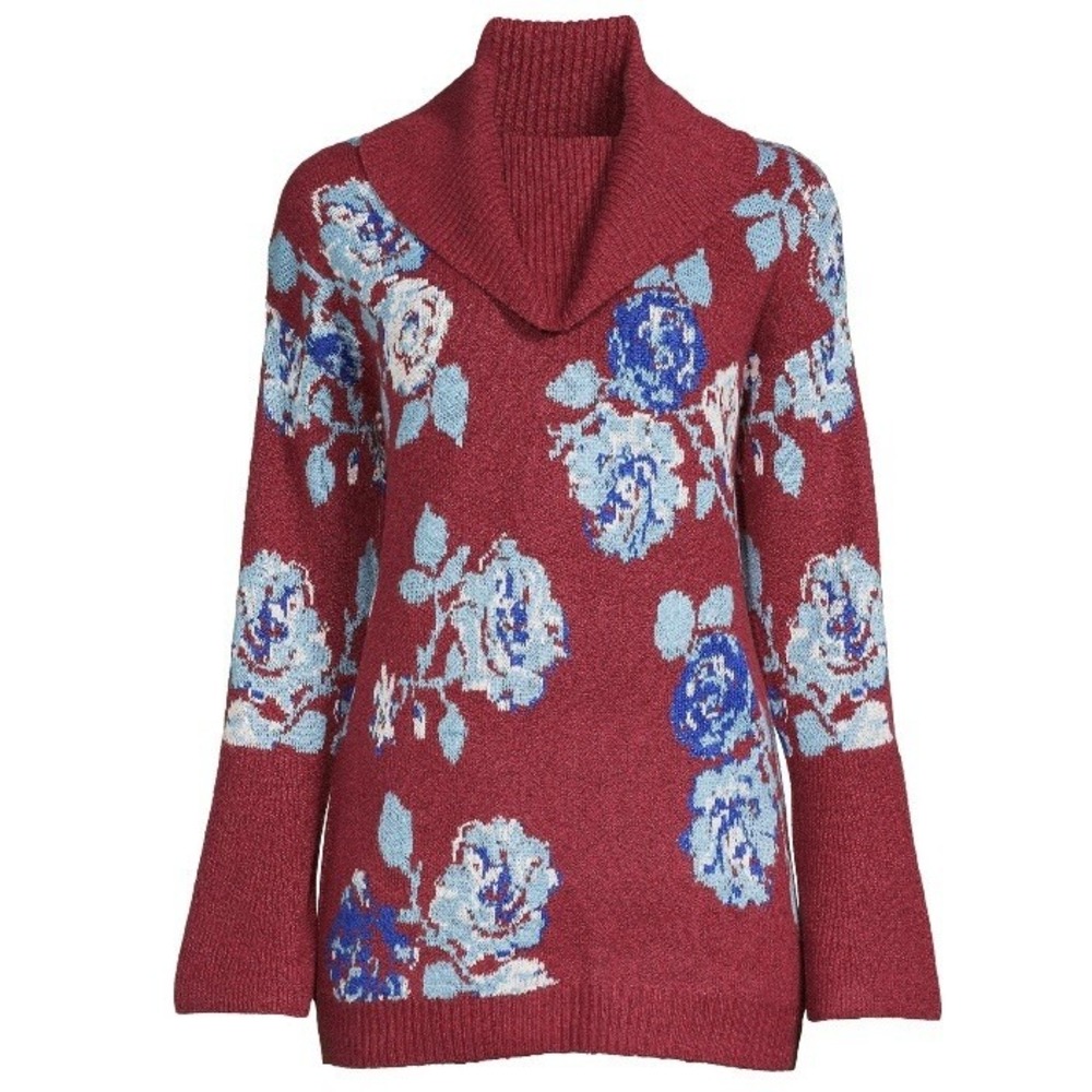 The Pioneer Woman Floral Jacquard Cowl Neck Sweater Large 12-14 New with Tags